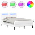 vidaXL Rám postele s LED pásikmi Biela 120 x 190 cm Umelá koža