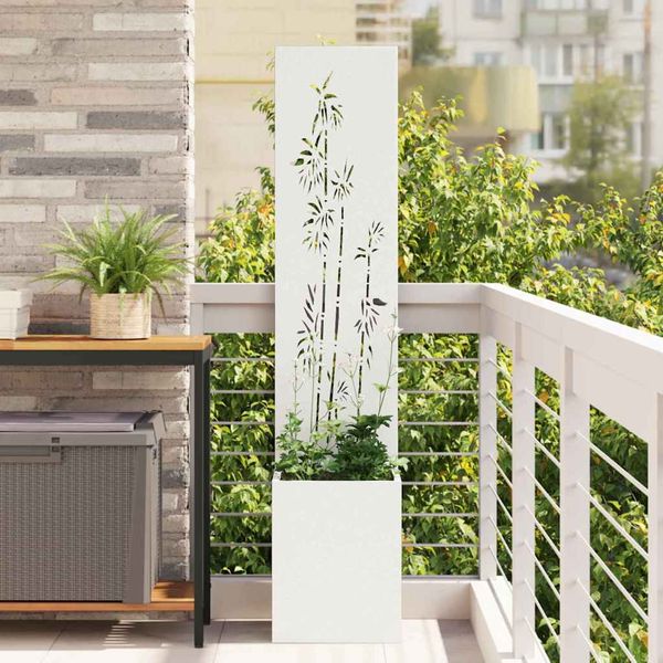 vidaXL Záhradná clona na súkromie Kvetinový Biela 32 x 150 cm