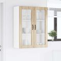 vidaXL Nástenný sklenený kabinet PORTO Sonoma dub 80 x 31 x 100 cm