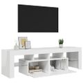 vidaXL TV skrinka s LED svetlami, lesklá biela 140x36,5x40 cm