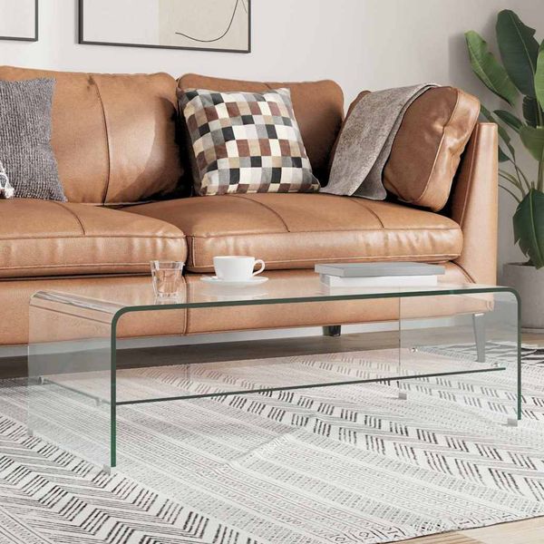 vidaXL Konferenčný stolík priehľadný 98x45x31 cm tvrdené sklo