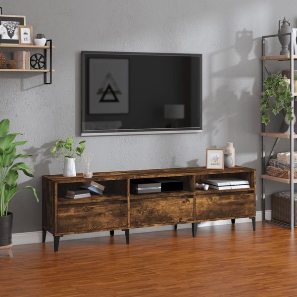 vidaXL TV skrinka dymový dub 150x30x44,5 cm kompozitné drevo