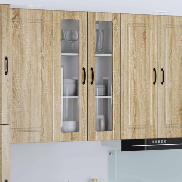 vidaXL Nástenný sklenený kabinet LUCCA Dub sonoma 60 x 31 x 100 cm