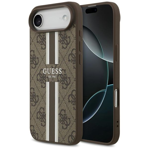 Puzdro Guess 4G Printed Stripes MagSafe pre iPhone 17 Air hnedá