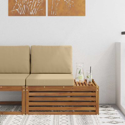 vidaXL Vonkajšia koncová pohovka s vankúšom Prírodná 91 x 63 x 73 cm
