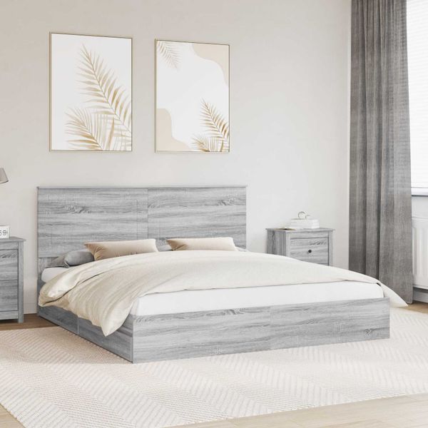 vidaXL Úložná posteľ Sivý Sonoma 180 x 200 cm Kompozitné drevo