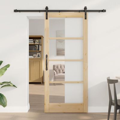 vidaXL Posuvné dvere ORKDAL Prírodná a čierna 86 x 198,5 cm