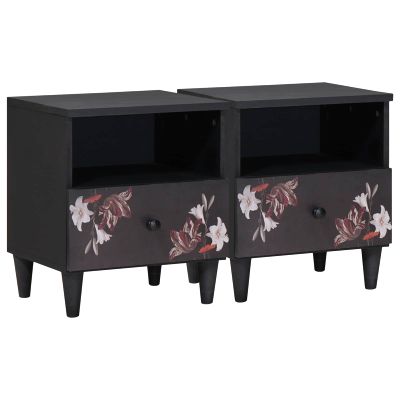 vidaXL Nočný stolík 2 pcs Hnedá 40 x 33 x 46 cm Masívne mango drevo