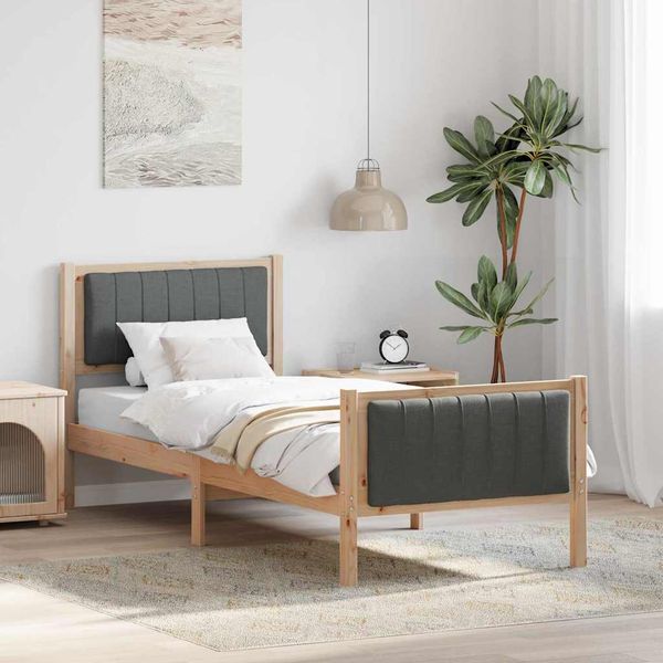 vidaXL Rám postele hnedá a tmavosivá 80 x 200 cm Borovicový masív
