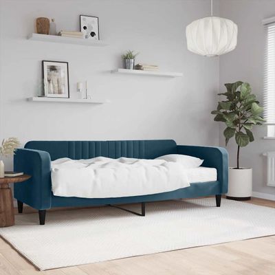 vidaXL Denná posteľ s matracom modrá 90x200 cm zamat
