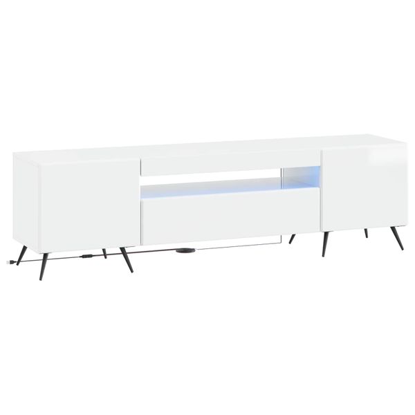 vidaXL LED TV kabinet Biela s vysokým leskom Kompozitné drevo