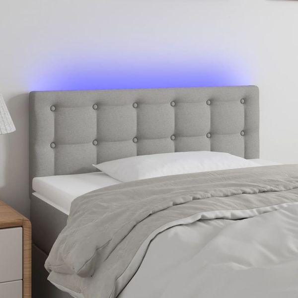 vidaXL Čelo postele s LED bledosivé 100x5x78/88 cm látka