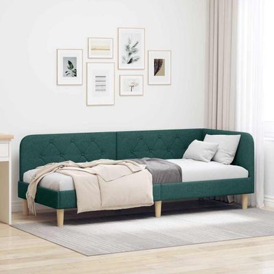 vidaXL Rohový rám postele Tmavozelená 80 x 200 cm látka