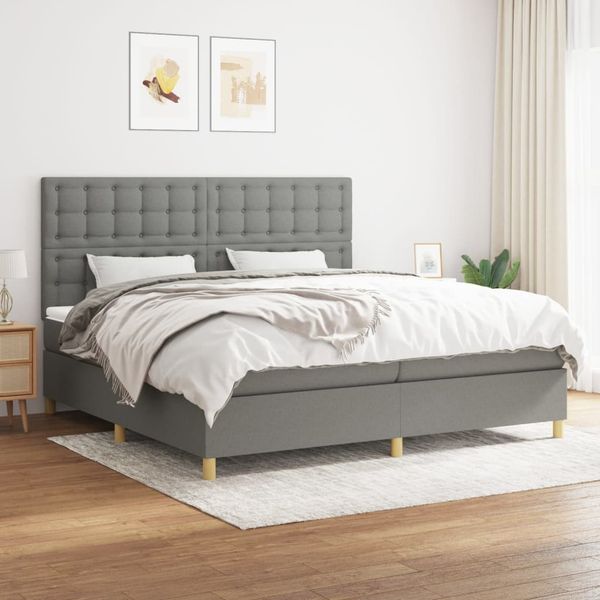 vidaXL Boxspring posteľ s matracom tmavosivá 200x200 cm látka
