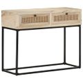 vidaXL Konzolový stolík 100x35x76 cm mangovníkový masív a prírodná trstina