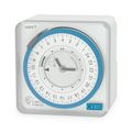 Hodiny spínač ORBIS MINI T QRD, analogové, denné, 72x72mm, so zálohou, biela, na PANEL/lištu
