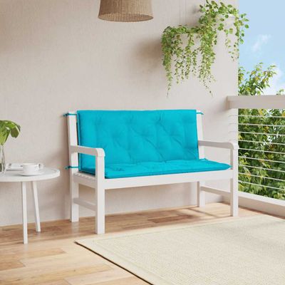 vidaXL Podložky na záhradnú lavičku 2 ks tyrkysové 120x50x7 cm látka