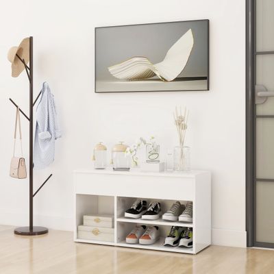 vidaXL Lavica na topánky, lesklá biela 80x30x45 cm, kompozitné drevo