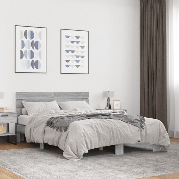 vidaXL Posteľný rám sivý sonoma 120x200 cm kompozitné drevo a kov