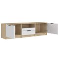vidaXL TV stolík biely a sonoma 140x35x40 cm spracované drevo