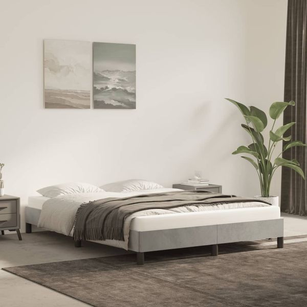 vidaXL Posteľ bez matraca bledosivý 140x190 cm zamat