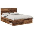 vidaXL Rám postele Staré drevo 150 x 200 cm Masívne borovicové drevo