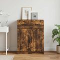 vidaXL Servírovacia skriňa so zásuvkou Dymový dub 66 x 34,5 x 87 cm