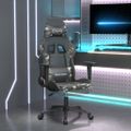 vidaXL Herná stolička s podnožkou čierna a maskovacia umelá koža