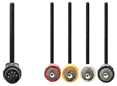 Nedis CAGL20400BK10 - Audiokabel DIN | DIN 5-pin Zástrčka - 4x RCA Zástrčka | 1 m | Černá Kabel, redukcní, audio, 5pin zástrcka DIN, 4× zástrcka RCA, cerný, 1m
