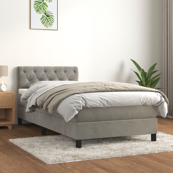 vidaXL Posteľný rám boxsping s matracom bledosivý 80x200 cm zamat