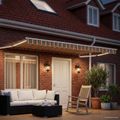 vidaXL Ručná vysúvacia markíza s LED Zelená, Žltá, Biela 5 x 3 m
