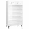 vidaXL Botník lesklý biely 60x35x105 cm spracované drevo