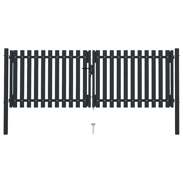 vidaXL Dvojkrídlová plotová brána z ocele 300x125 cm antracitová