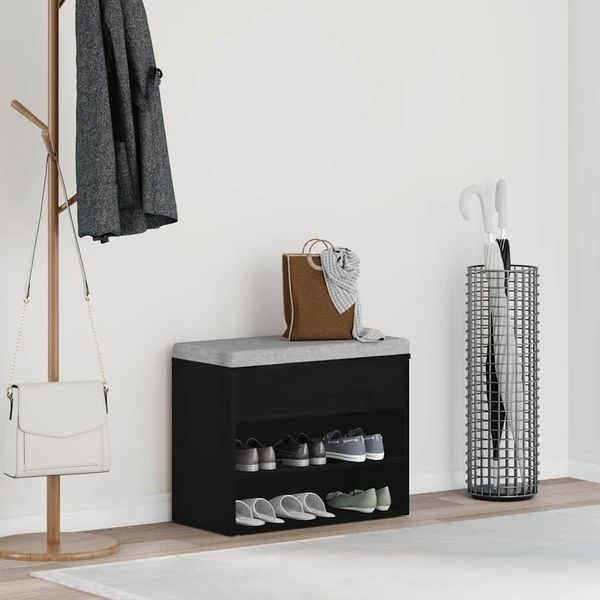 vidaXL Lavička na topánky Čierny dub 60 x 30 x 45 cm Kompozitné drevo