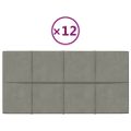 vidaXL Nástenné panely 12 ks bledosivé 60x30 cm zamat 2,16 m²