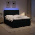 vidaXL LED boxspring posteľ s matracom Čierna 200 x 200 cm Látka