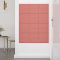 vidaXL Nástenné panely 12 ks ružové 30x30 cm zamatové 1,08 m²