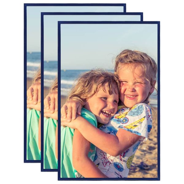 vidaXL Fotorámiky na stôl, koláž 3 ks, modré 10x15 cm, MDF