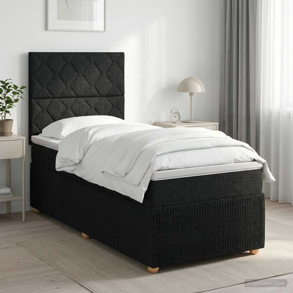 vidaXL Posteľ boxspring s matracom Čierna 100 x 200 cm Látka