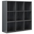 vidaXL Knižnica, lesklá sivá 98x29x97,5 cm, spracované drevo