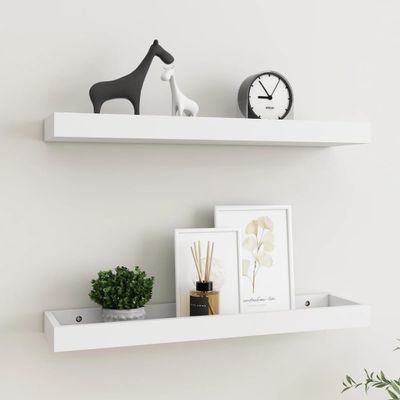 vidaXL Terasové nástenné police 2 ks biele 60x15x4 cm MDF