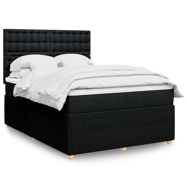 vidaXL Posteľný rám boxspring s matracom čierny 140x200 cm látka