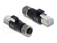M12 adaptér D-kódovaný 4-pinový samica na RJ45