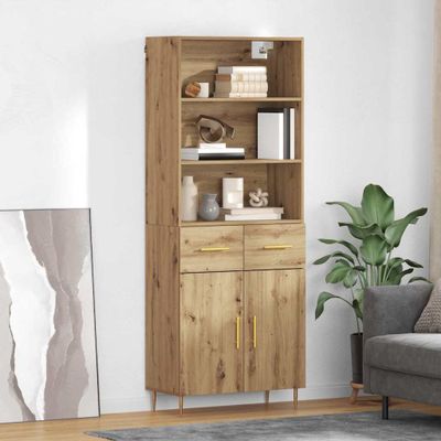 vidaXL Highboard Remeselný dub 69,5 x 34 x 180 cm Kompozitné drevo