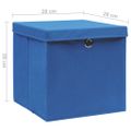 vidaXL Úložné boxy s vekom 4 ks, 28x28x28 cm, modré