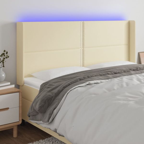 vidaXL Čelo postele krémové 203x16x118/128 cm umelá koža