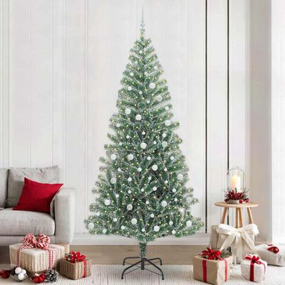 vidaXL Umelý vianočný stromček, snehom obalený, s LED svetlom 240 cm