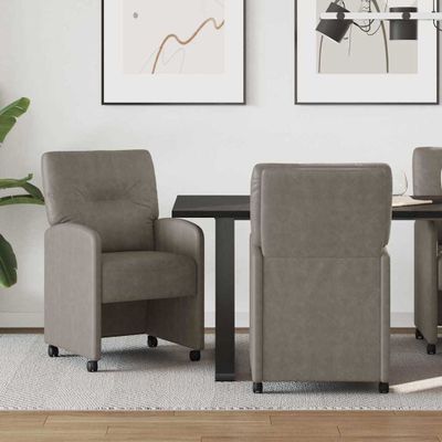 vidaXL Jedálenské stoličky na kolieskach 2 pcs Sivá 57 x 67 x 95 cm
