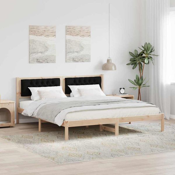 vidaXL Rám postele Čierna 160 x 200 cm Masívne borovicové drevo
