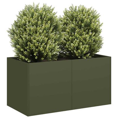 VidaXL kvetináč Olive Green 80x40x40 cm Oceľ valcovaná za studena
